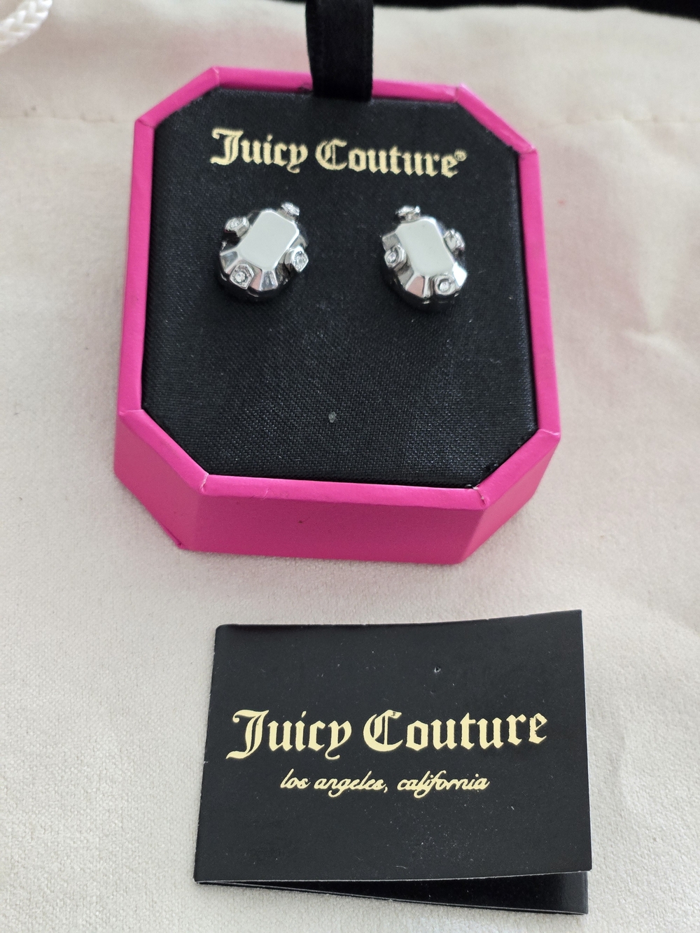Juicy Couture Silver Crystal Stud Earrings - Silver
